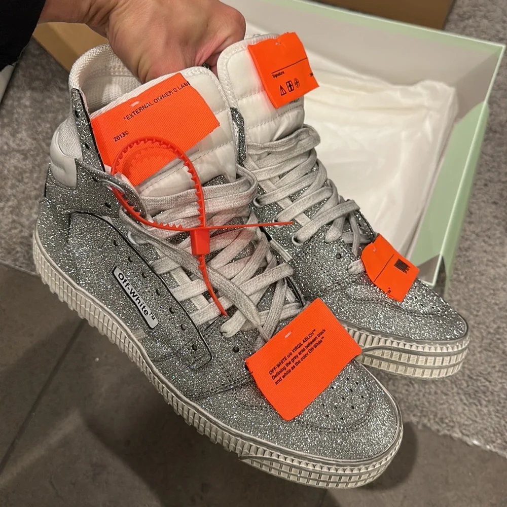 Off-White Glitter High Top Sneakers - Picture 4 of 8